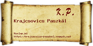 Krajcsovics Paszkál névjegykártya